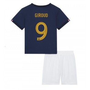 Frankrike Olivier Giroud #9 kläder Barn VM 2022 Hemmatröja Kortärmad (+ korta byxor)